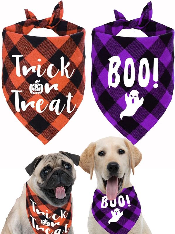 Photo 1 of 2-Pack Halloween Dog Bandanas - Festive Pet Costume Scarves for Fall and Halloween 