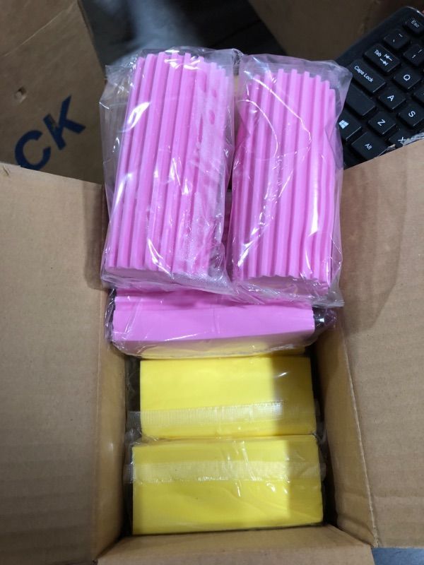 Photo 1 of 8-Pack Damp Clean Duster Sponge, Sponge Cleaning Brush,Scraping Duster Sponge Sponge for Cleaning Venetian & Wooden Blinds, Vents, Skirting Boards, Mirrors and Cobwebs, Traps Dust (Pink & Yellow)