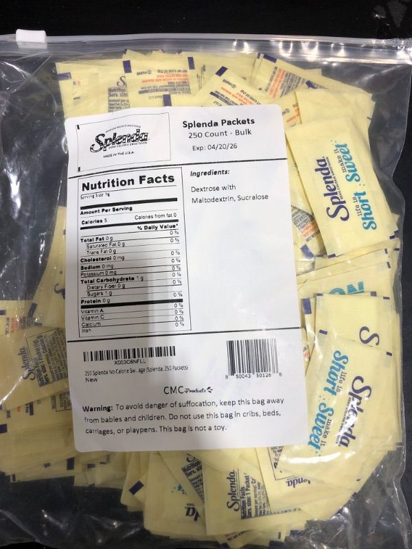 Photo 1 of 250 count individual packets of splenda exp 4/20/26