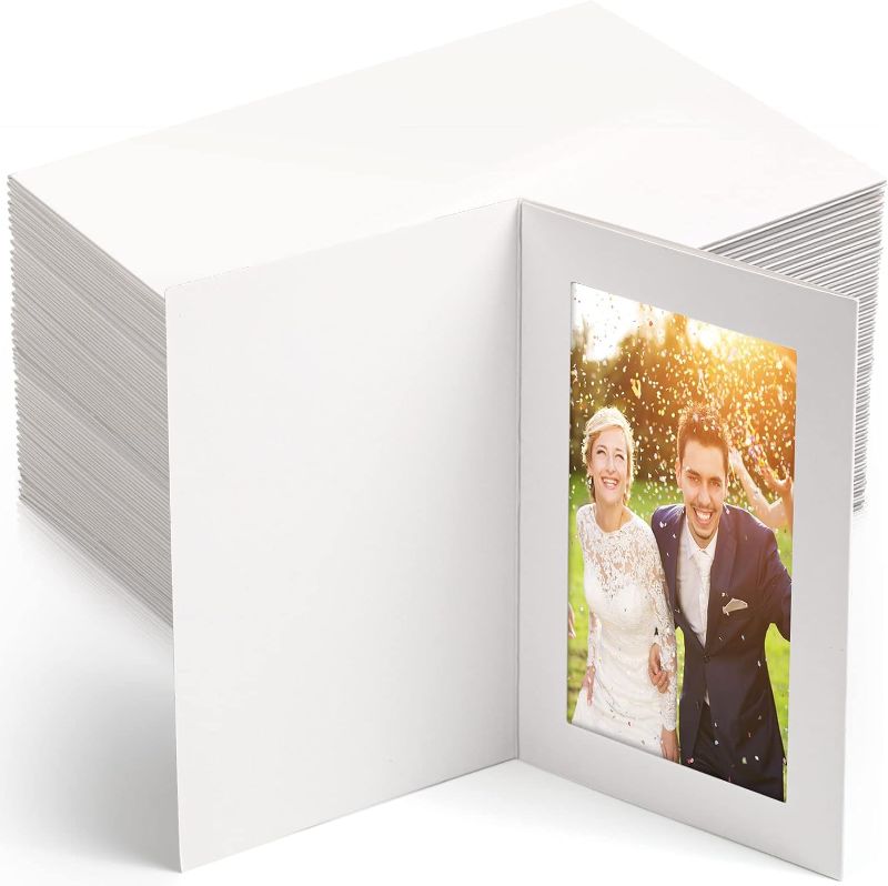 Photo 1 of 300 Pcs 4 x 6 Inch Cardboard Photo Folders Greetings Cardboard Picture Frame Paper Photo Frame Cards Greetings Invitation Cards Insert Notecard for Portraits Events Christmas Wedding Graduation 