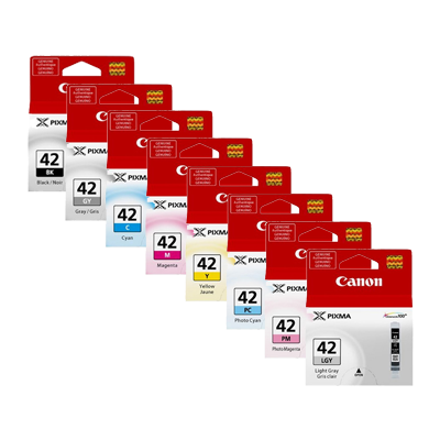 Photo 1 of Canon CLI-42 BK/GY/LGY/C/M/Y/PC/PM 8 Ink Cartridge Multipack. Cartridge Capacity: Standard Yield Black Ink Type: Pigment-based Ink Colour Ink Type: Dy
