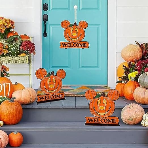 Photo 1 of 2pk Thanksgiving Pumpkin Welcome Sign Wood Pumpkin Decorative Table Wooden Fall Hanging Door Decorations for Autumn Harvest Home Wall Decor 