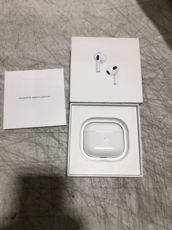 Photo 3 of Apple AirPods (3rd Generation) Wireless Earbuds with Lightning Charging Case. Spatial Audio, Sweat and Water Resistant, Up to 30 Hours of Battery Life. Bluetooth Headphones for iPhone