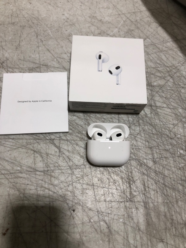 Photo 4 of Apple AirPods (3rd Generation) Wireless Earbuds with Lightning Charging Case. Spatial Audio, Sweat and Water Resistant, Up to 30 Hours of Battery Life. Bluetooth Headphones for iPhone