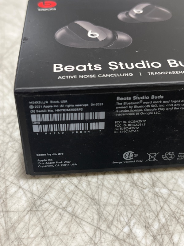 Photo 4 of Beats Studio Buds - True Wireless Noise Cancelling Earbuds - Compatible with Apple & Android, Built-in Microphone, IPX4 Rating, Sweat Resistant Earphones, Class 1 Bluetooth Headphones - Black
OPEN BOX FOR PHOTOS - SEALED - 