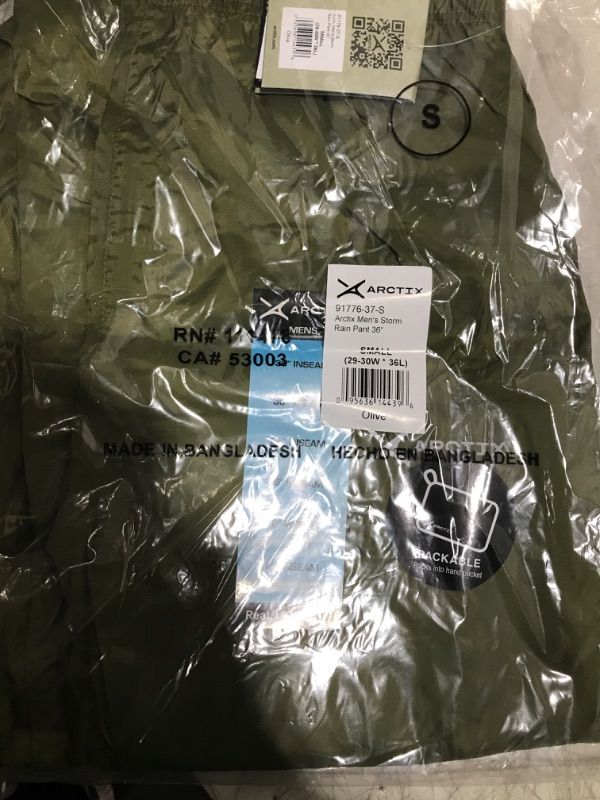 Photo 1 of Arctix Men's Storm Rain Pant Tall Small Extra Tall Olive 29-30w 36L
