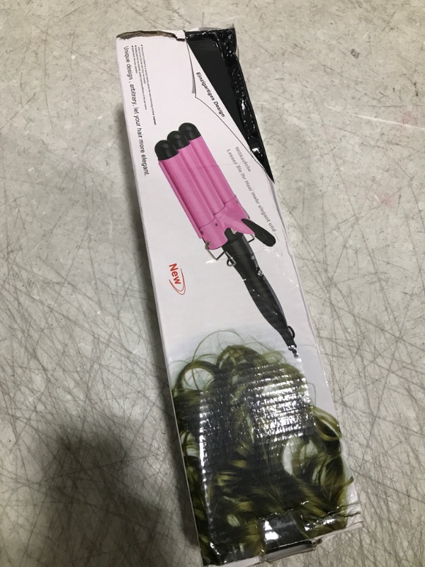 Photo 2 of 3 Barrel Hair Curling Iron Wand Temperature Adjustable 32mm Hair Waver?Pink?