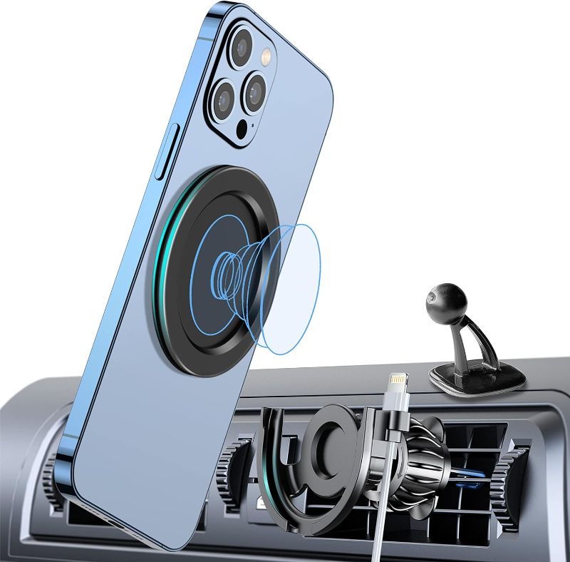 Photo 1 of Ciencimy Magnetic Base Car Mount Designed for PopSocket Phone Grips, Compatible with iPhone 15/14/13/12 Pro Max Plus Mini MagSafe Cases & All Phones
