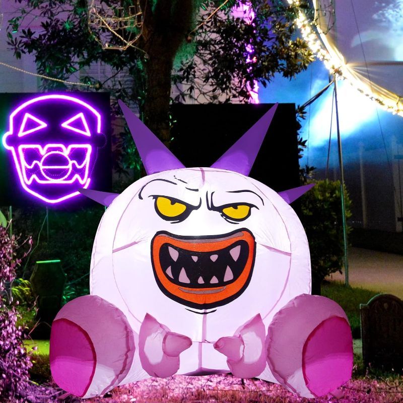 Photo 1 of 2.5 Ft Tall Little Demon Monster Inflatable Decorations Outdoor LED Lights Blow Up Holiday Party Indoor Yard Garden Lawn Mini Summer Decor
