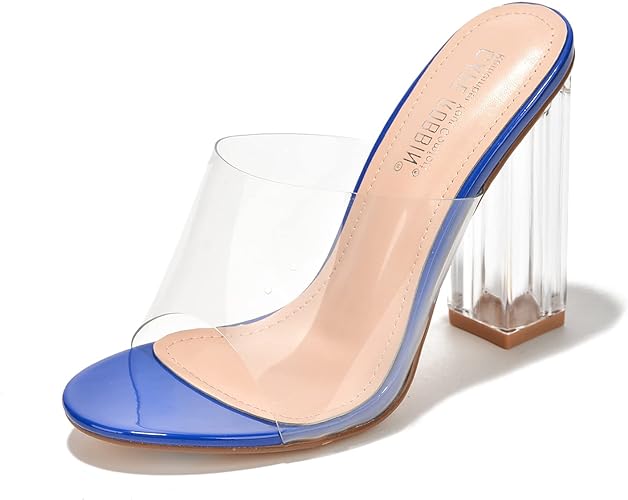 Photo 1 of Cape Robbin Fusion Clear Chunky Block High Heels for Women, Transparent Booties for Women
SIZE-6 