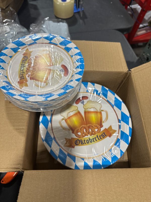 Photo 2 of Oojami 100 Count Paper Plates 50-9" Dinner Paper Plates, 50-7" Dessert Paper Plates Ideal for oktoberfest, oktoberfest theme, Dinner and Dessert Plates