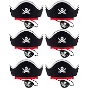 Photo 1 of 24Pcs Pirate Hat Set- Pirate Eye Patches, Skull Print Captain Costume Caps for Halloween Cosplay Pirate Party Masquerade Birthday Caribbean Fancy Dress Favors (Black)
