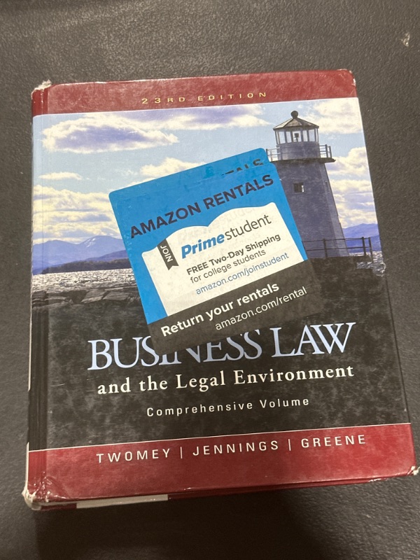 Photo 2 of Anderson's Business Law and the Legal Environment, Comprehensive Volume 23rd Edition
by David P. Twomey (Author), Marianne M. Jennings (Author), Stephanie M Greene (Author) SCHOOL TEXTBOOK 