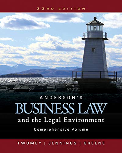 Photo 1 of Anderson's Business Law and the Legal Environment, Comprehensive Volume 23rd Edition
by David P. Twomey (Author), Marianne M. Jennings (Author), Stephanie M Greene (Author) SCHOOL TEXTBOOK 