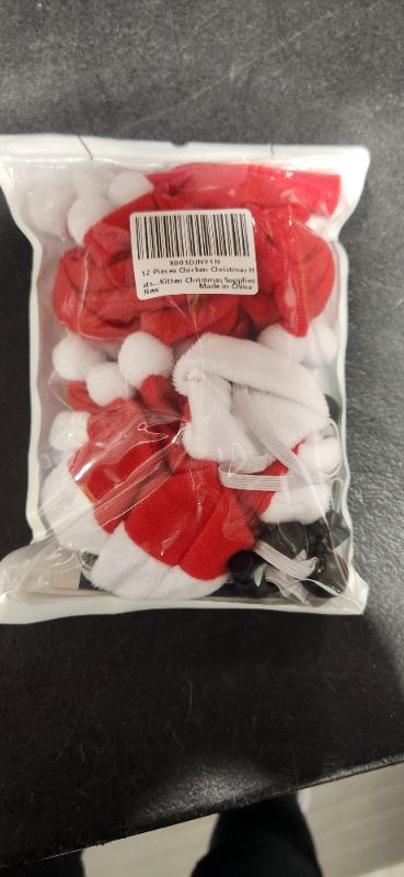 Photo 1 of 12 Pieces Chicken Christmas Hats Scarf Red Santa Hat Cloak and Scarf Pet Costumes with Adjustable Chin Strap for Hens Duck Rabbit Kitten Christmas Supplies