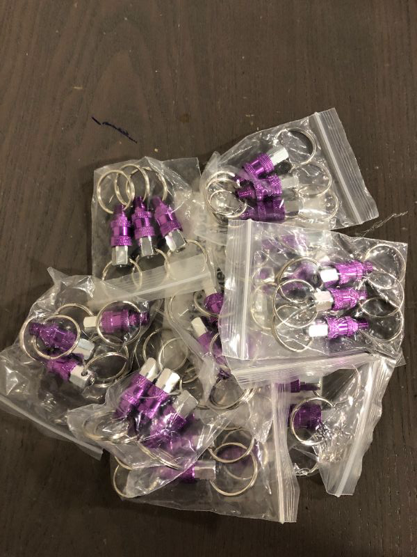 Photo 2 of 27 Pack Quick Release Detachable Pull Apart Keychain Key Rings Bulk  PURPLE ONLY Detach Key Holder Spring Split Clips Snap Lock