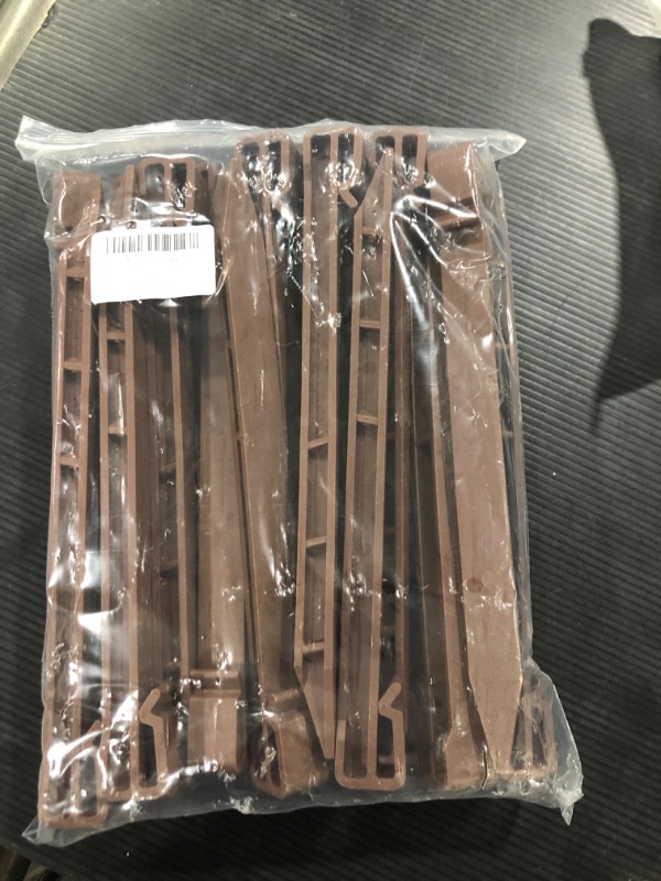 Photo 2 of 10" Inch Plastic Landscape Edging Stakes, Anchoring Spikes for Paver Edging, Weed Barriers, Turf, Tent, Weed Barrier, Timber, Carpentry, Tent etc. (25 PC, Brown) 25 PC Brown