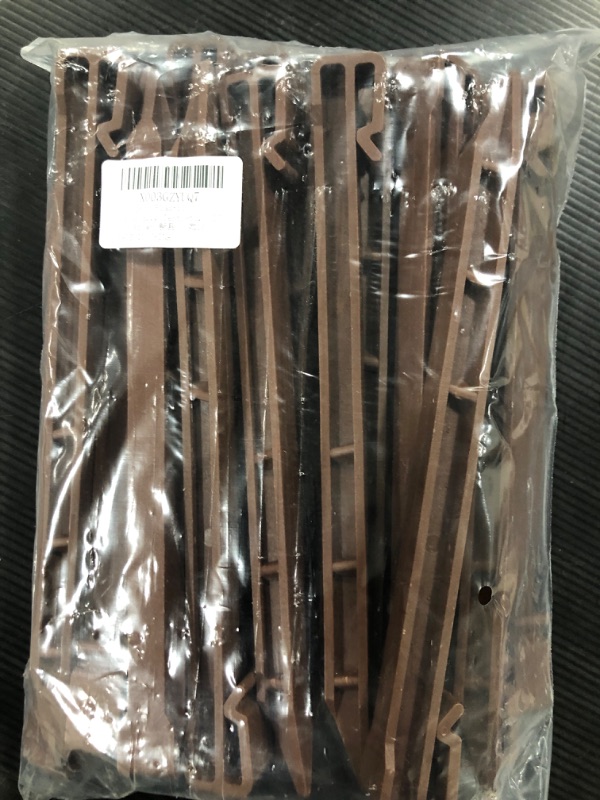 Photo 2 of 10" Inch Plastic Landscape Edging Stakes, Anchoring Spikes for Paver Edging, Weed Barriers, Turf, Tent, Weed Barrier, Timber, Carpentry, Tent etc. (25 PC, Brown) 25 PC Brown