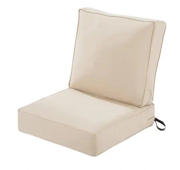 Photo 1 of 23 in. W x 23 in. D x 5 in. T (Seat) 23 in. W x 22 in. H x 4 in. T (Back) Outlook Lounge Cushion Set in Antique Beige
