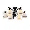 Photo 1 of 26.7 in. 6-Light Black Modern Chandelier with Glass Shade, No Bulbs Included, for Dining Room, Bedroom, Living Room
