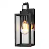 Photo 1 of 13 in. 1-Light Matte Black Hardwired Outdoor Wall Lantern Modern Sconce with Clear Glass
