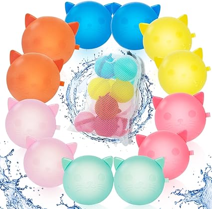 Photo 1 of 12 PCS Reusable Water Balloons for Kids, Silicone Water Balloons Toy,Summer Toys for kids, Refillable Quick Fill Self Sealing Water Balloons,Outdoor Toy,Pool Toy,Summer Fun Party