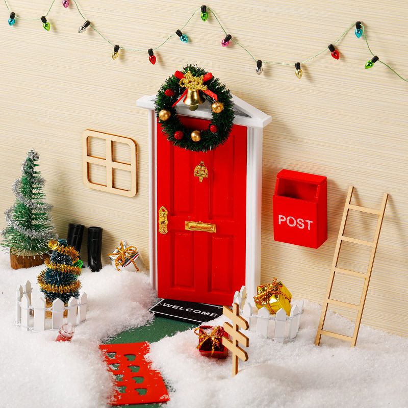 Photo 1 of 2023 Elf Door Elf on The Shelf Accessories Christmas Elf Girl Fairy Doors Miniature Christmas Decorations Elf on The Shelf Kit DIY Gift Craft Activities(19 Pcs)