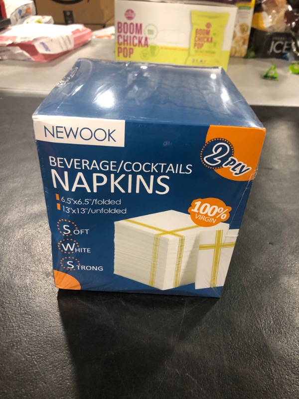 Photo 1 of 200 Count Cocktails Napkins Premium Quality, 2 Ply White Beverage Napkins Disposable, Fold Size 6.5" X 6.5", Paper Hand Towels Absorbent, Soft Tissue for Bar Party Kitchen Wedding Birthday 