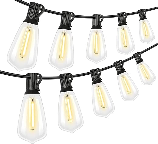 Photo 1 of 100FT Dimmable Outdoor String Lights with 50+2 Shatterproof ST38 Vintage Edison Bulbs, 2200K Hanging Patio Lights Waterproof Strand, LED String Lights for Outside Garden, Backyard, Bistro, Camping
