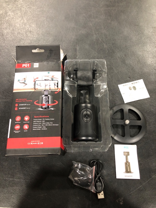 Photo 1 of AFARER 2023 Auto Face Tracking Phone Holder with Remote, 360°Rotation Phone Camera Mount, Face Body Rotating Gesture Control Moving Tripod for Phone Video,Vlog No APP -Black
