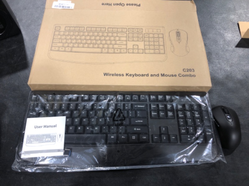 Photo 2 of Wireless Keyboard and Mouse Combo, EDJO 2.4G Full-Sized Ergonomic Computer Keyboard with Wrist Rest and 3 Level DPI Adjustable Wireless Mouse for Windows, Mac OS Desktop/Laptop/PC