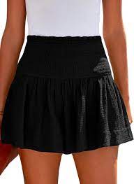 Photo 1 of ANGGREK Womens Summer Casual Shorts Loose High Elastic Waisted Pleated Ruffle Beach Shorts Flowy Cute Shorts SIZE M 