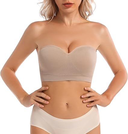 Photo 1 of (L) KKP Women's Seamless Underwire Strapless Convertible Bralette Bra with Invisible Straps Bra Brassiere Large Nude