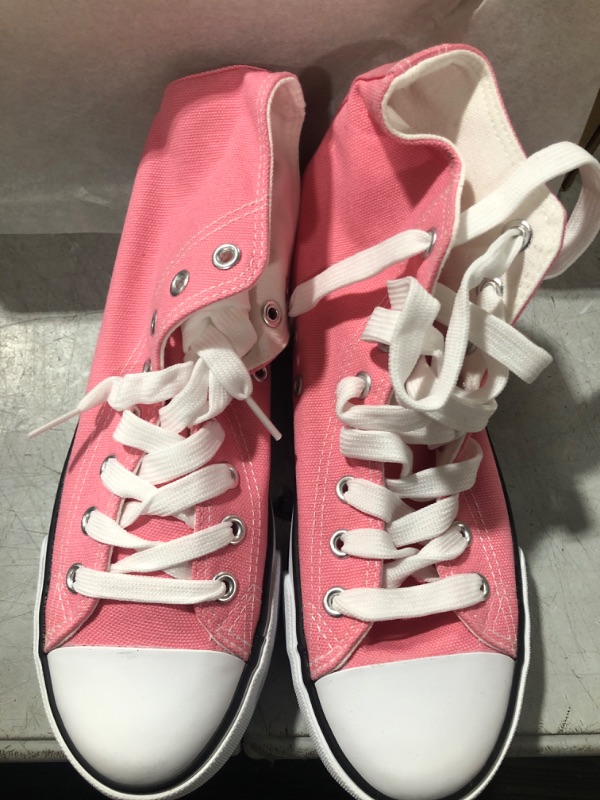 Photo 2 of (6) Women's High Top Canvas Sneaker Shoes Classic Fashion Lace ups Sneakers Canvas Pink