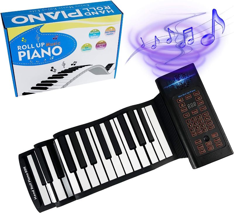 Photo 1 of 88 Keys Portable Piano With Storage Bag,Keyboard Hand Roll Piano,Roll Up Keyboard Piano, Foldable Piano,Roll Out Piano,Kids Keyboard Piano, Travel Piano … 88 Keys + Stickers + Bag