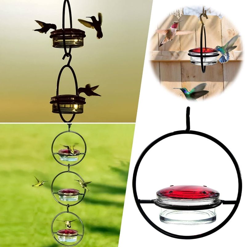 Photo 1 of 2023 Beautiful Circular Hanging Hummingbird Feeder Hummingbird Feeders for Outdoors Hanging Ant and Bee Proof Humming Bee Guards Birds Feeders for Outside Garden Patio Backyard Deck Windows
