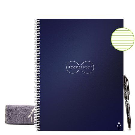 Photo 1 of Rocketbook Core Smart Reusable Spiral Notebook Blue Letter Size Eco-friendly Notebook (8.5 X 11 ) 32 Lined Pages Includes 1 Pen and Microfiber Cl
