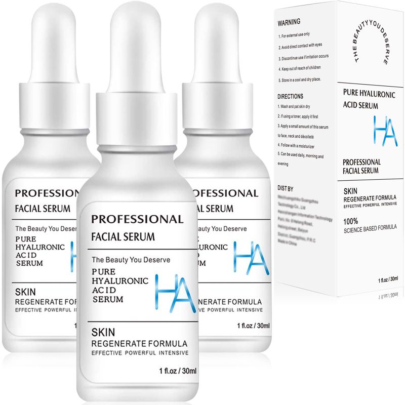 Photo 1 of exp 2026 - 3 Pack Hyaluronic Acid Serum for Face Deeply Moisturizes Daily Care Skin (1Fl oz/30ml)