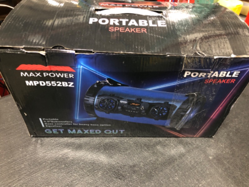 Photo 3 of MAX POWER MPD552BZ Portable Speaker w/5.5” Subwoofers Bass Controller Equalizer - Blue (Brand New)
