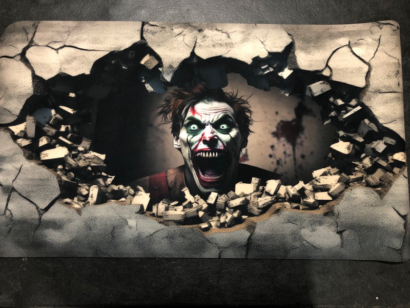 Photo 1 of Halloween Door Mat 17”x30”, Halloween Clown Door Mat for Front Door, Scary Doormat Outdoor,3D Illusion Floor Mat, Floor Matt for Home Entrance, Horror Doormat Decorations Front Porch Door Mats