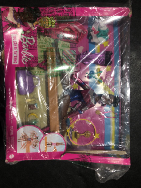 Photo 2 of Barbie Gymnastics Playset with Doll and 15+ Accessories, Twirling Gymnast Toy with Balance Beam, Brunette Doll