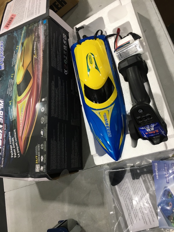 Photo 2 of ALPHAREV RC Boat R608 Brushless RC Boats for Adults, 35+KMH Fast Remote Control Boat with Rechargeable Battery for Lakes and Sea Red