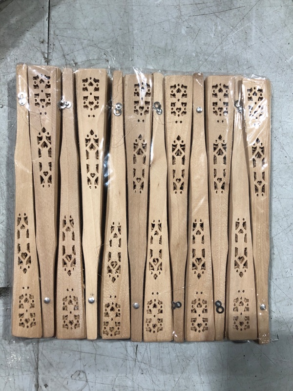 Photo 2 of 50- 8 Inch Sandalwood Fan, 60 Pack Folding Wooden Fan, Hand Held Chinese Sandalwood Fan for Wedding, Home Decoration, Baby Shower and Birthday Gifts