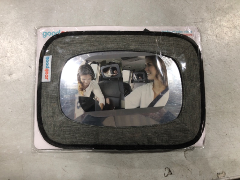 Photo 2 of Good Gear Tweed Baby Mirror for Car Seat Rear Facing Infant, Wide Carseat View, Light Backseat Headrest Child Safety Monitor Grey