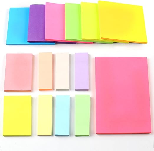 Photo 1 of 15 Pack Sticky Notes, 4 Sizes Colorful Sticky Note Pads, 50 Sheets/Book Bright Colors Self-Stick Notes Pads, Sticky Note for School, Office Supplies, Book Notes(13 Colors)
