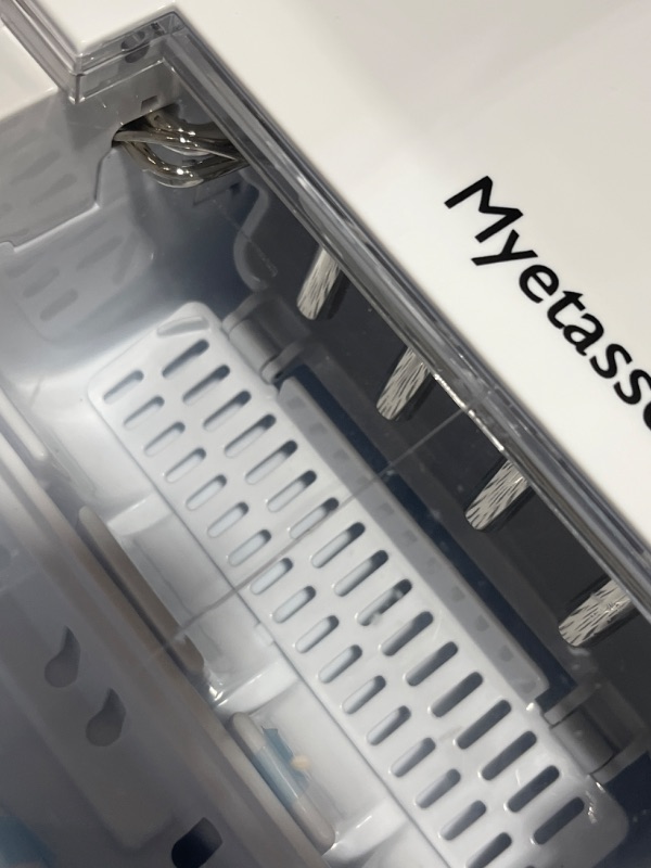 Photo 1 of Myetasser Ice Makers Countertop, Portable Ice Maker Machine with Ice Scoop and Basket, 9 Bullet Ice Ready in 6 Mins, Make 33lbs ice in 24 hrs, Self-Cleaning, Ice Maker for Home Office Outdoor Camping Universal dimensions Single plug