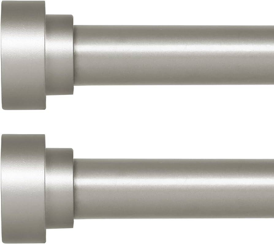 Photo 1 of 2 Pack Silver Curtain Rods for Windows 66 to 144 Inch,1 Inch Diameter Heavy Duty Curtain Rods,Cylindrical End Cap Curtain Rod,Modern Adjustable Drapery Rods,Window Curtains Rod 66-144",Antique Silver 66-144"&2 pack Antique Silver