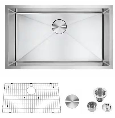 Photo 1 of 18-Gauge Stainless Steel 30 in. Single Bowl Undermount Kitchen Sink