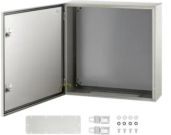 Photo 1 of Electrical Enclosure Box 24 in. x 24 in. x 8 in. NEMA 4X Cabon Steel Waterproof Junction Box With Mounting Plate
