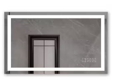 Photo 1 of 40 in. W x 24 in. H Rectangular Frameless Wall Mount LED Light Bathroom Vanity Mirror
